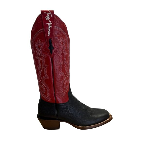 Resistol Ranch Red & Black Leather Tuff Hedeman Handcrafted Western Boots Sz 7B - Picture 1 of 10